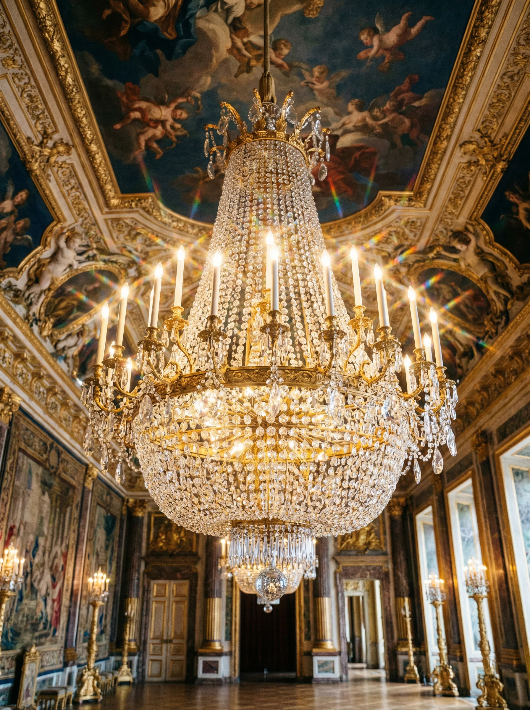 巴洛克风格水晶吊灯，在 百家乐 宫殿中散发璀璨光芒