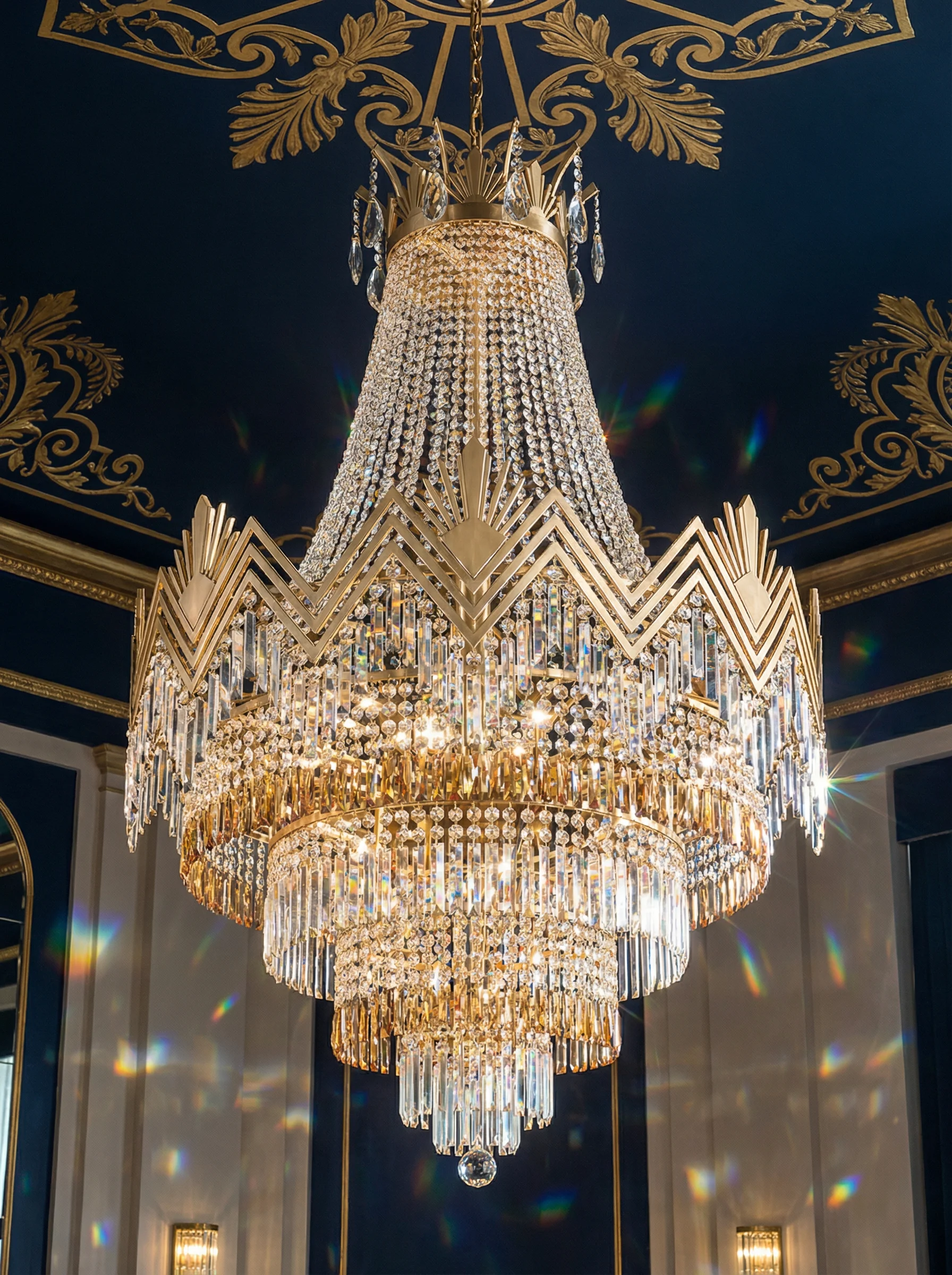 装饰艺术风格水晶吊灯，展现 百家乐 的现代奢华